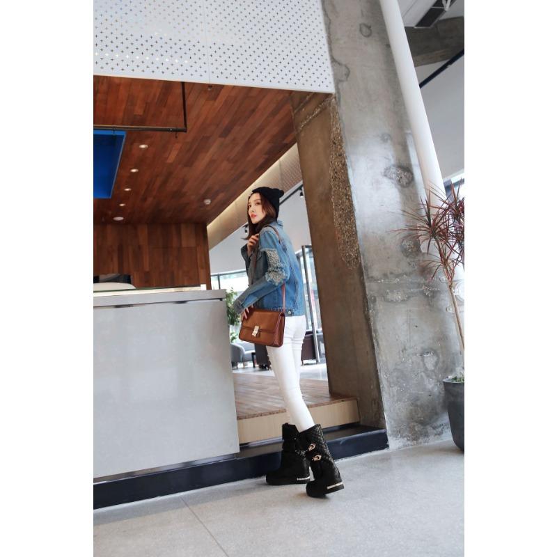 Waterproof Winter Shoes Women Platform Snow Boots Warm Fur Plush Casual Wedge Mid-Calf Boots Girls Black White Shoes Ladies33-43