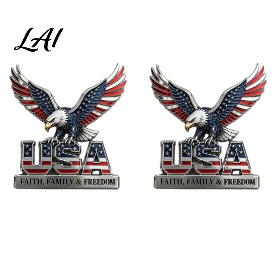 Forte Adesivo Decalcomania Auto USA Fede Famiglia & Libertà Emblema Metallico Aquila
