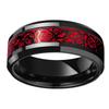 Anelli di coppia con ciondolo per uomo in acciaio inossidabile, anello con drago celtico, cuore, zircone rosso, set di anelli nuziali per donna, gioielli per San Valentino