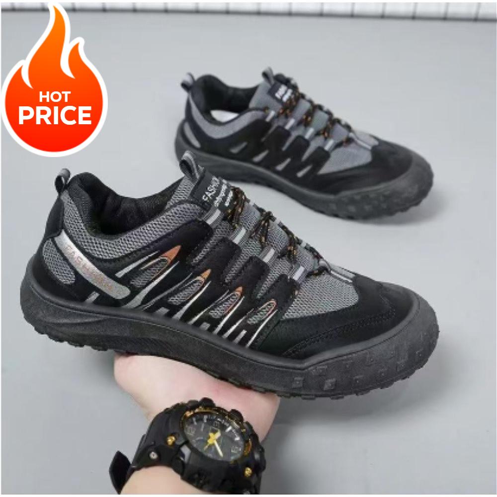 2025 New Men's Casual Sport Shoes Autumn Breathable Leather Mesh Splicing Lightweight Work Shoes Trendy Climbing Shoes