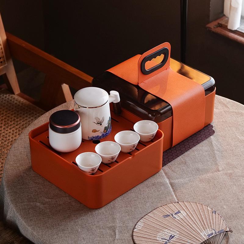 Ceramic Kuaike Cup One Pot Four Cups Outdoor Portable Travel Kung Fu Tea Set Gift Order