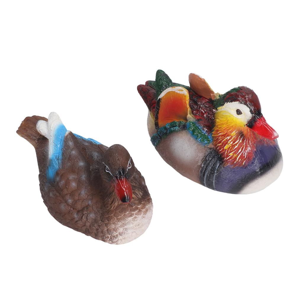 2PCS Floating Mandarin Statue Resin Cute Animal Decor Sculpture Ornament for Outdoor Garden Pond