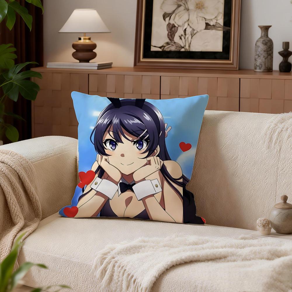 Rascal Does Not Dream of Bunny Girl Senpai Cushion Cover Cushion Cover Set 4Pcs 50x50  40x40 Pillowcase Decorative Sofa Home