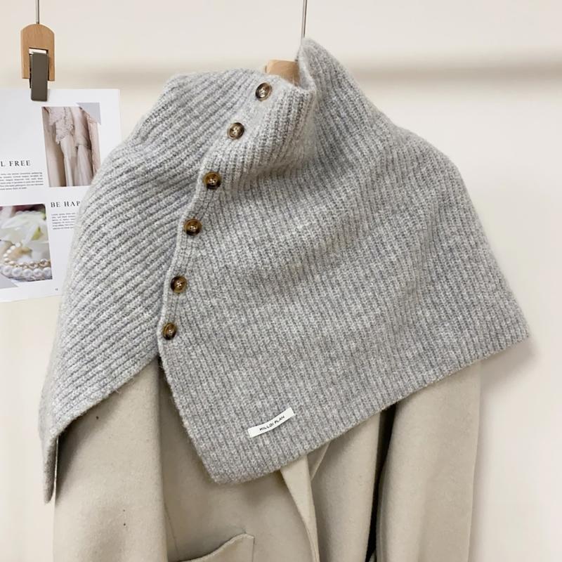 Winter Pullover Split Shawl Sweater for Women Knit Solid Color Turtleneck Scarf Casual Wear Cape Windproof Shoulder Wrap