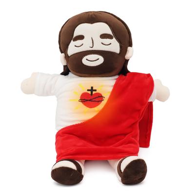 15.7-Inch Sacred Heart of Jesus Plush Doll with Soft Glow and Gentle Breathing Effect - Comfortable and Calming Religious Toy