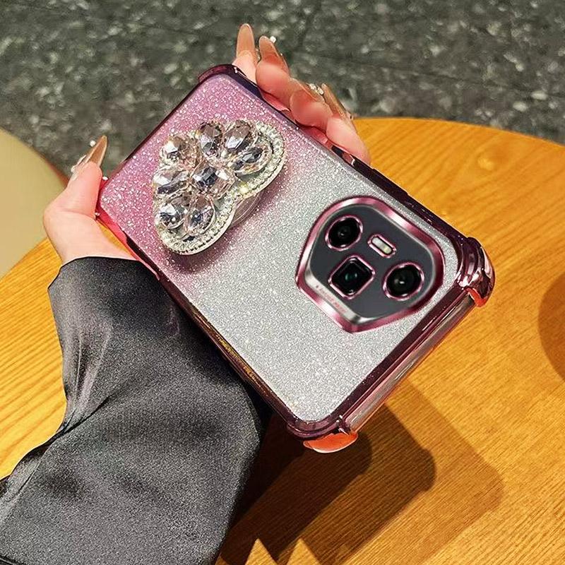 For Google Pixel 9 Phone Case for Google Pixel 10 9 Pixel9 Pro 9A A 9Pro XL Glitter Diamond Heart Shockproof Bracket Case Cover