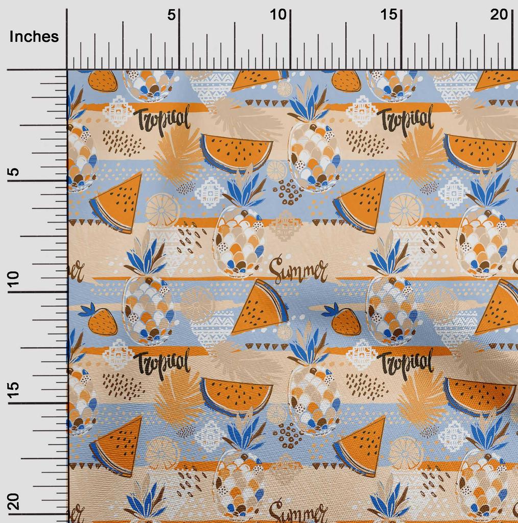 oneOone Cotton Flex Dusty Blue Fabric Tropical Sewing Material Print Fabric By The Yard 40 Inch
