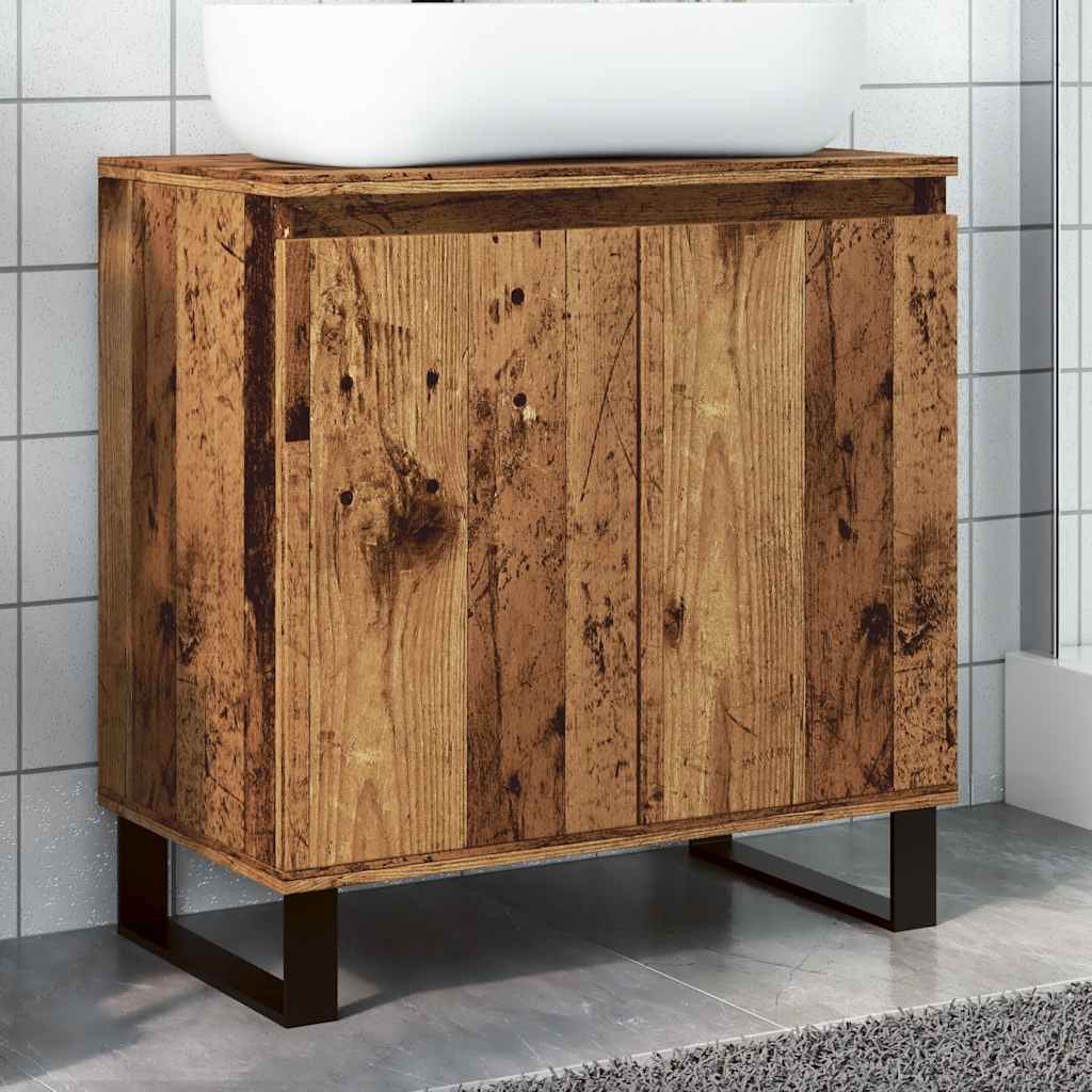 Bathroom Cabinet with Rustic Wood Look 58 x 33 x 60 cm Engineered Wood