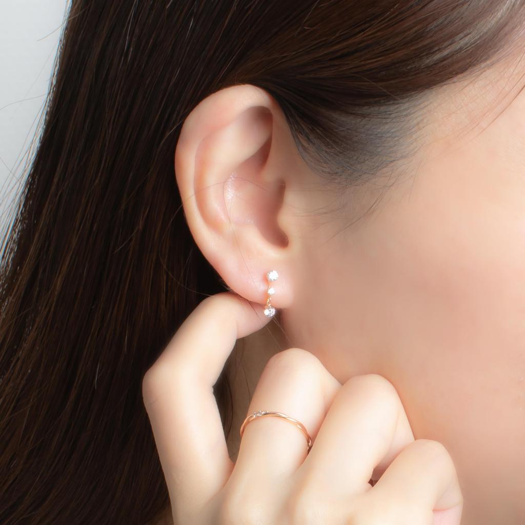 ESTELLE [Official] Women's Earrings, 10K Pink Gold with Cubic Zirconia, 0282-0144-0019-0000