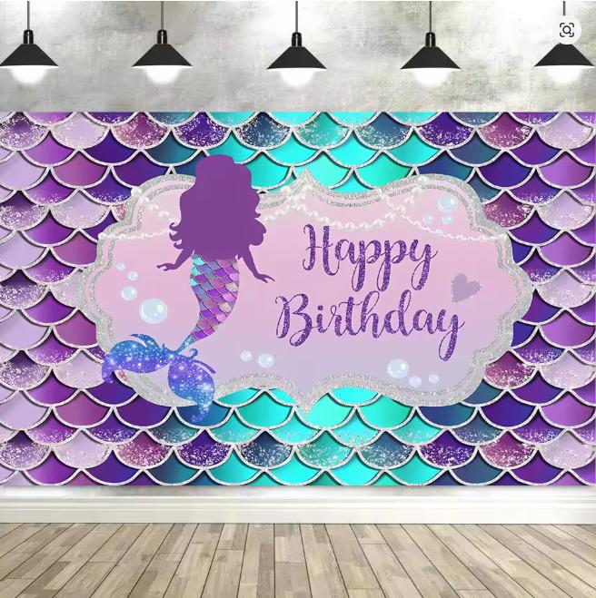 BEPAN Underwater Mermaid Background Underwater World Castle Girl Princess Birthday Party Decoration Supplies Baby Shower Arrangement