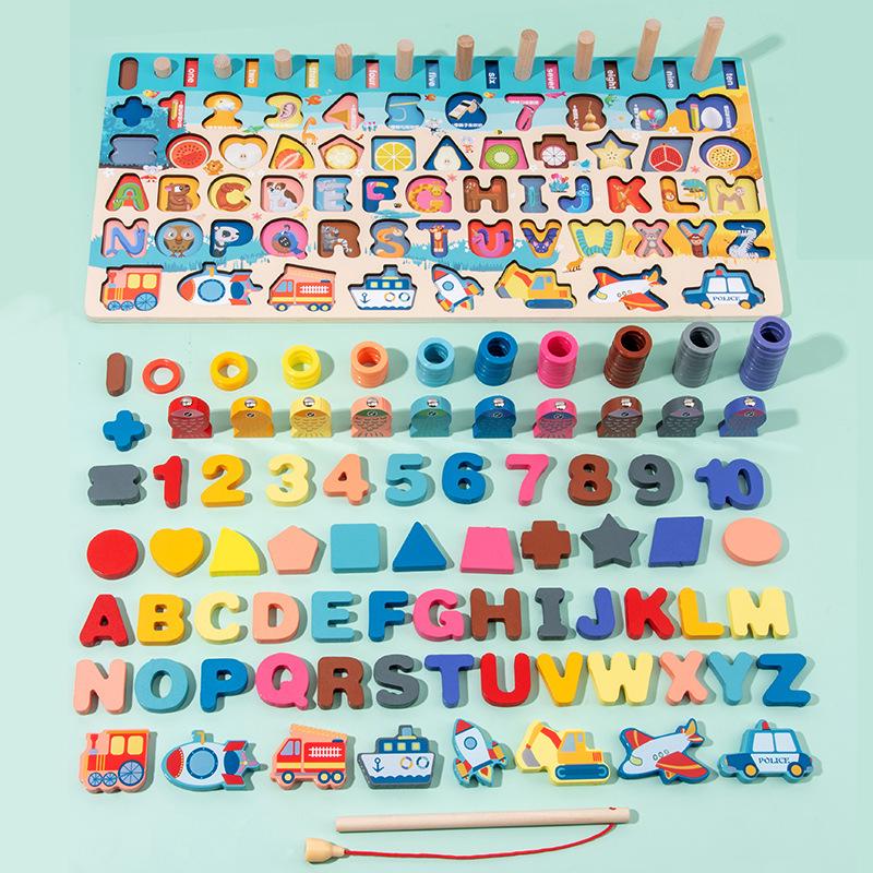 Kids' Educational Montessori Logarithmic Board: Early Learning Toy for Number Recognition & Fishing Game