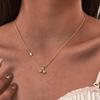 Fashion Accessories, Stainless Steel Zircon Cherry Gold Necklace 2074