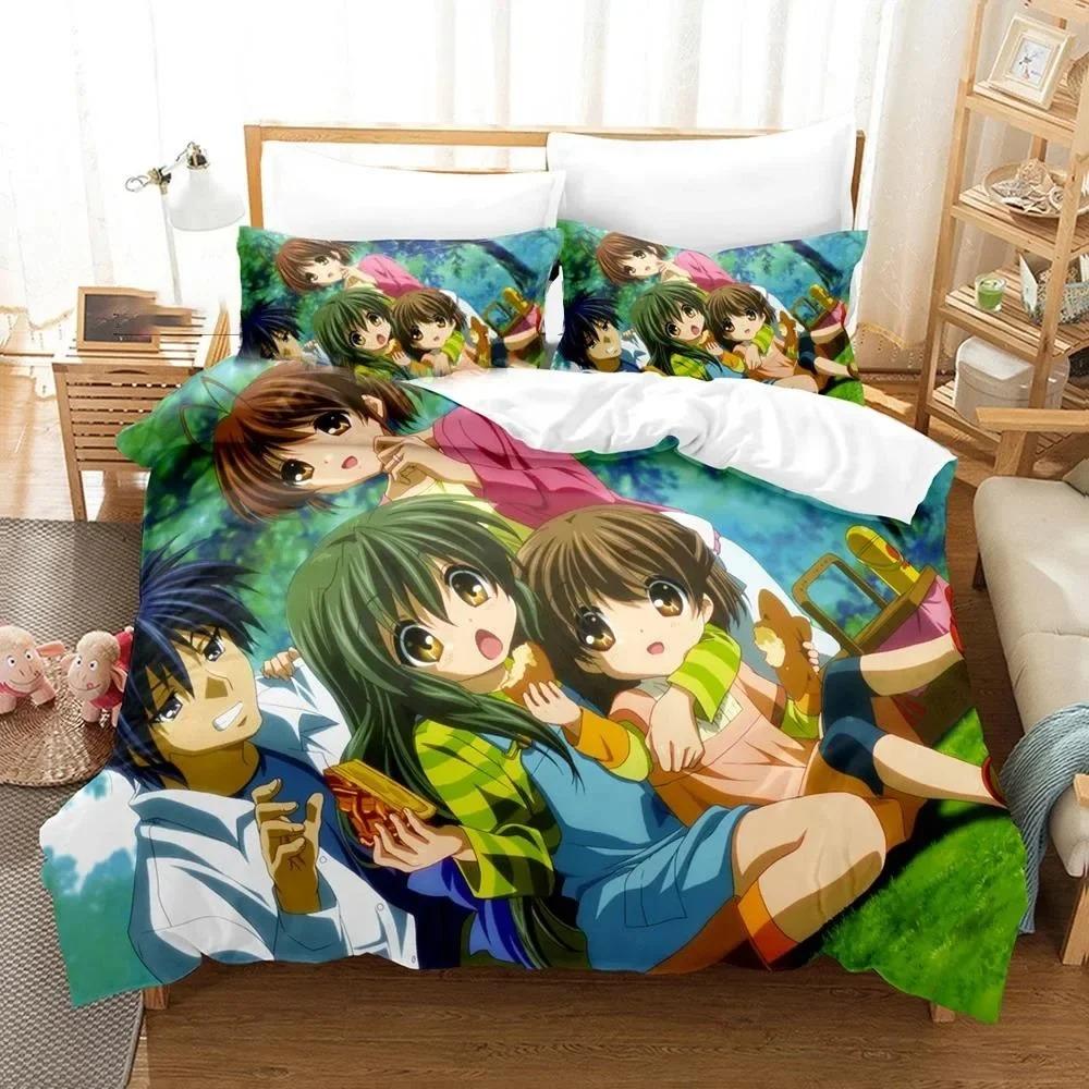 Anime Clannad Nagisa Furukawa Bettwäscheset Jungen Mädchen Twin Queen Size Bettbezug Kissenbezug Bett Kinder Erwachsene Heimtextilien