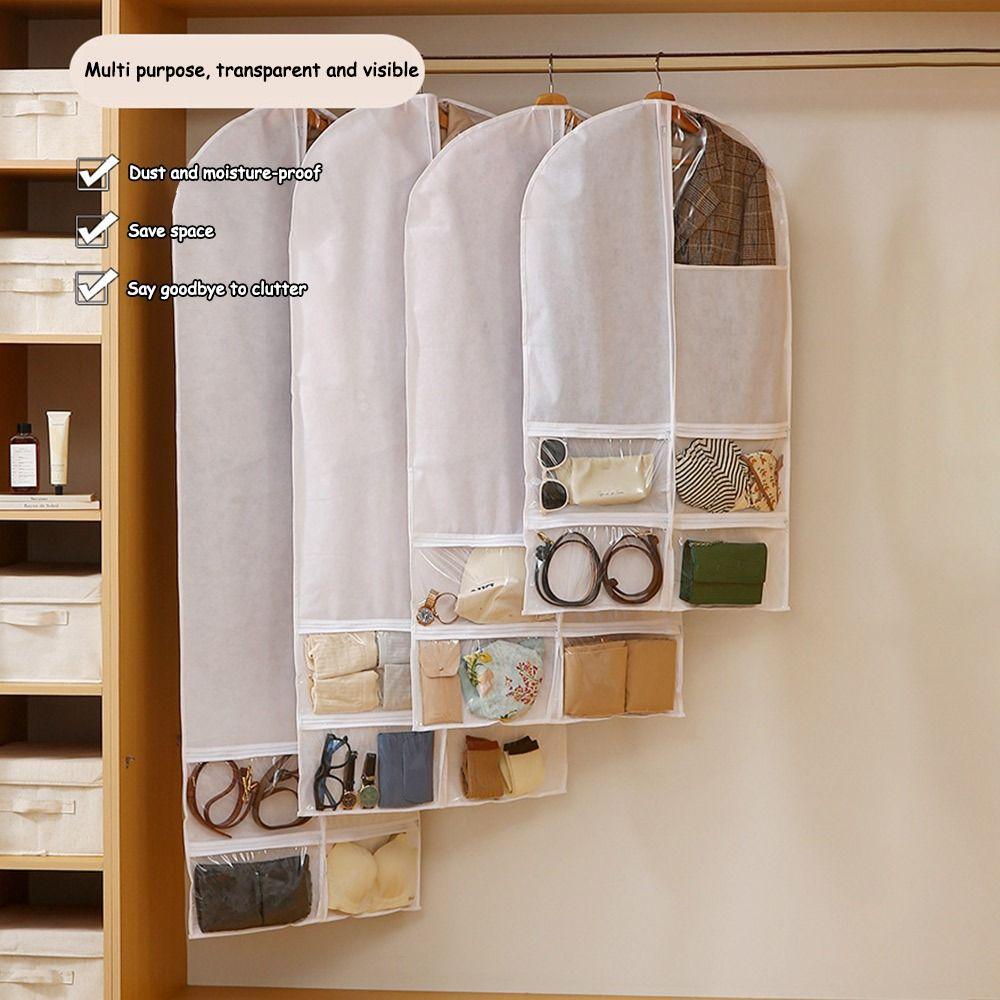 Large Capacity Wardrobe Dust Cover Reusable Wardrobe Organizer Hanging Storage Bag Garment Protector Underwear Socks Storage