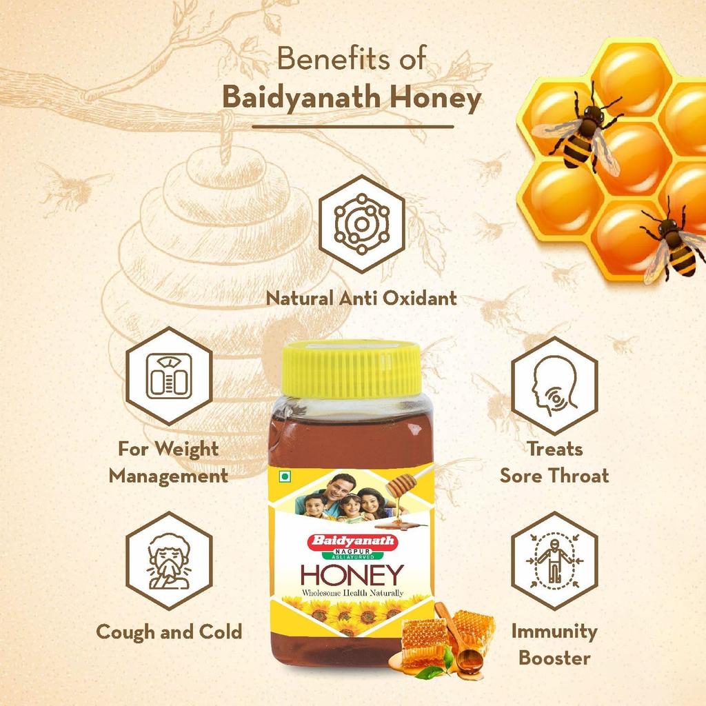 Baidyanath Asli Ayurved Honey 1Kg Pack Of 1 Natural Sweetener For Energy, Skin, Immunity, Weight Management