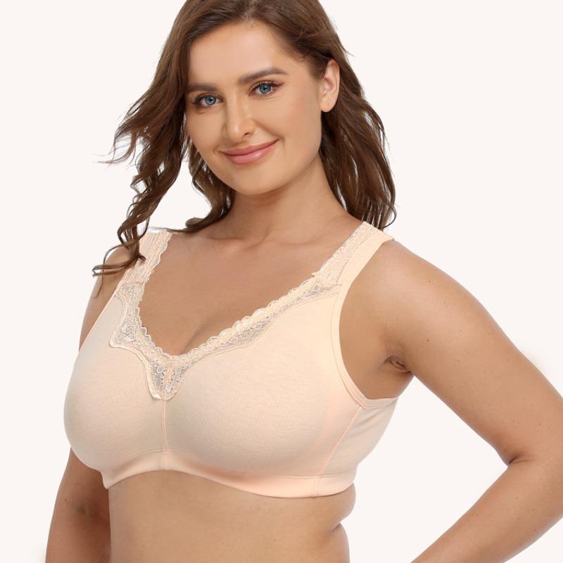 Women's large size bra without steel rim pure cotton underwear without feeling comfortable lace bra