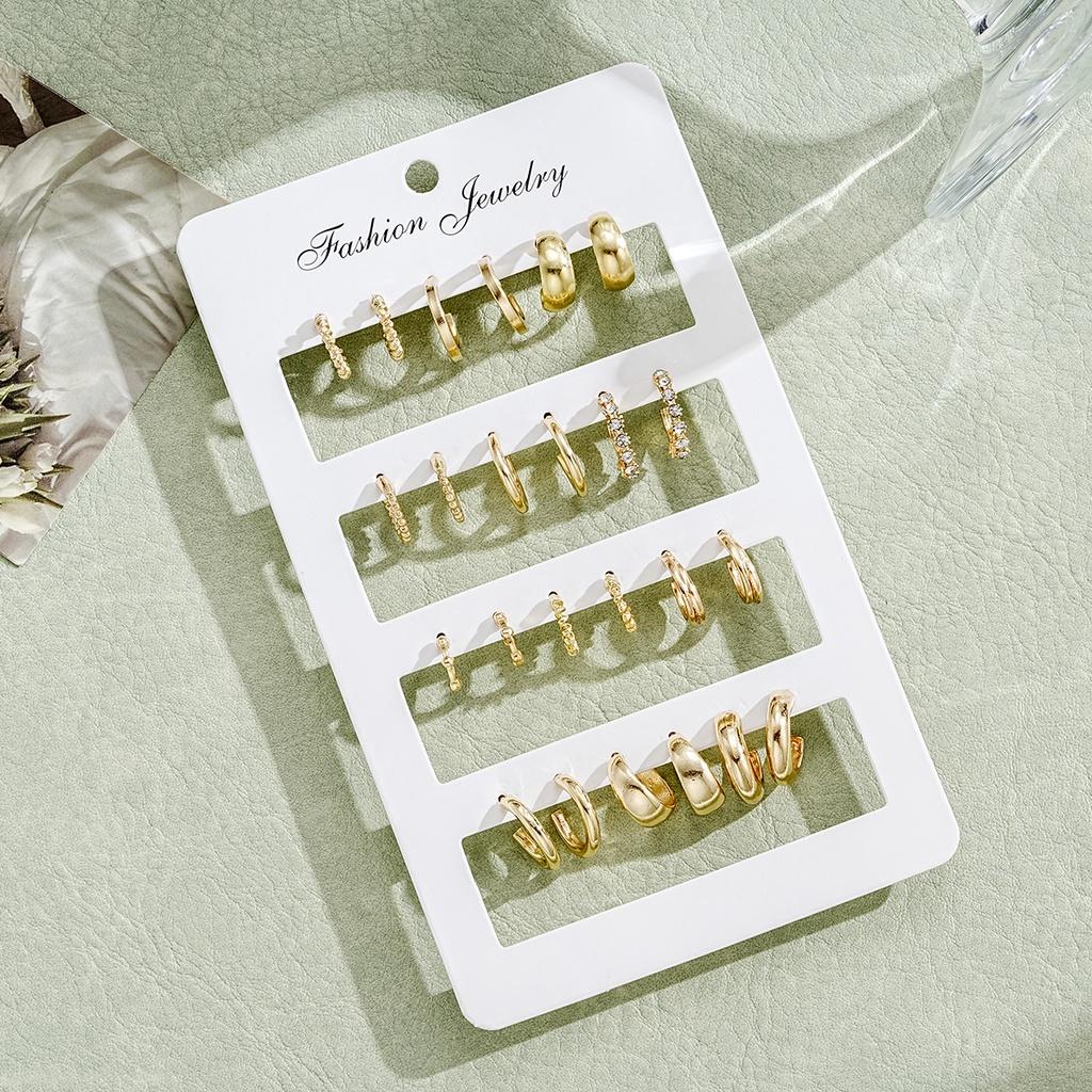 Modisches Creolen-Set mit Kristallen, Kreis, Gold/Silber, Ohrringe für Damen, Schmuck-Accessoires