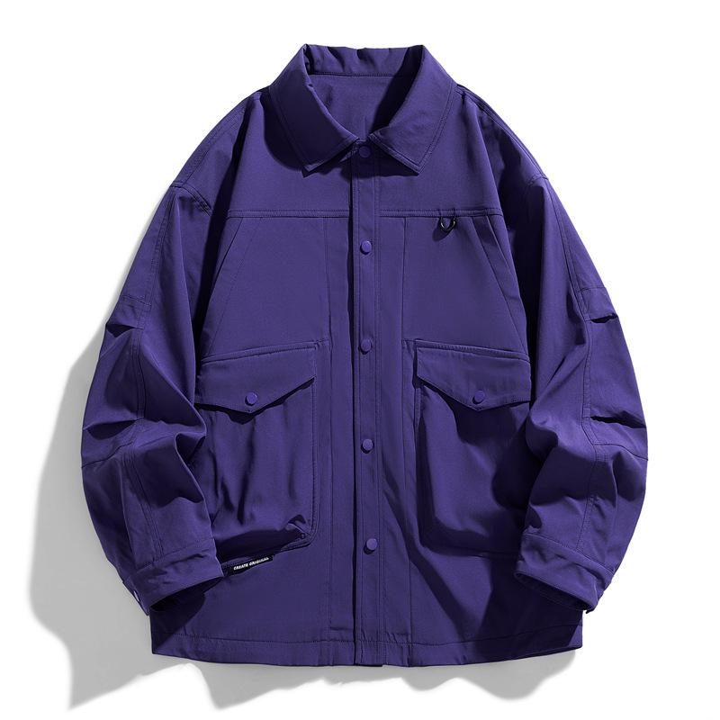Jacket Men's Spring and Autumn New Multi-Pocket Cargo Jacket Trench Coat Couple Student Casual Outer Shirt