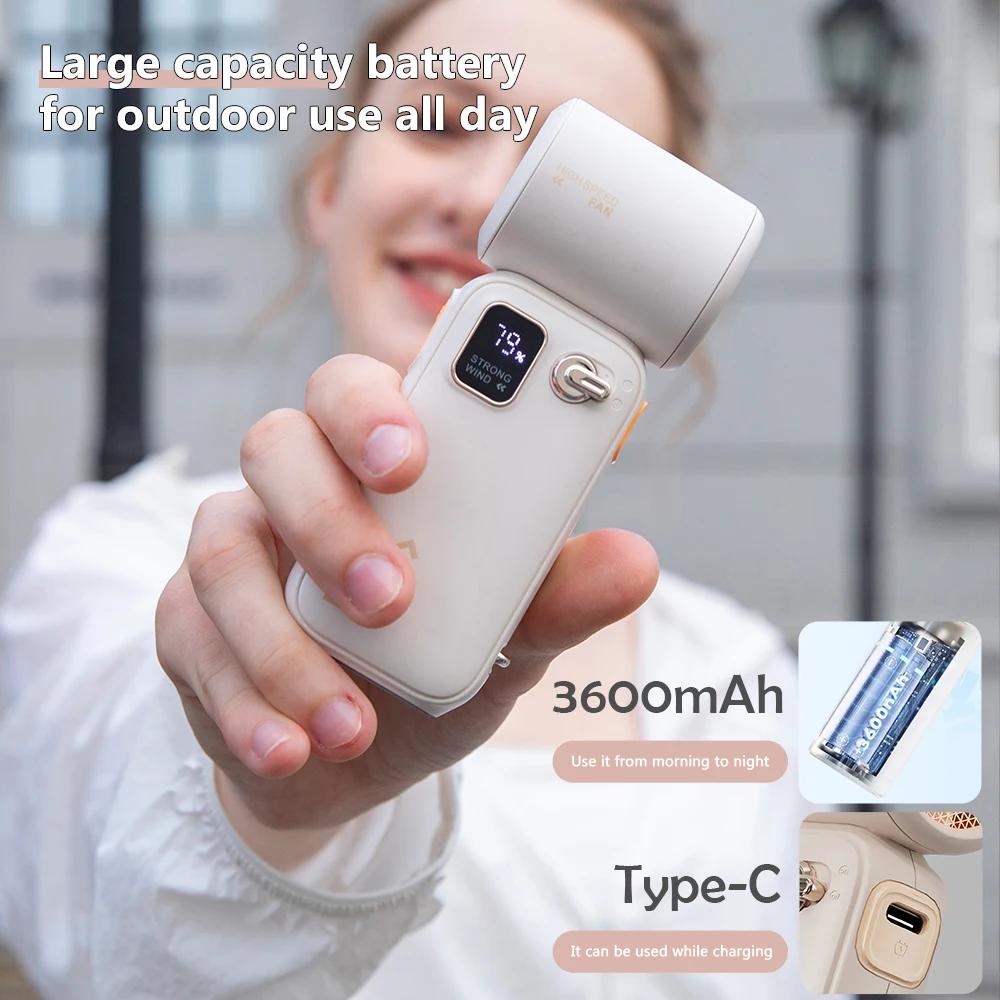 Mini High-speed Handheld Turbo Fan 100 Wind Speeds Adjustable 3600mAh USB Rechargeable Portable Fan Outdoor High Speed Turbo Fan