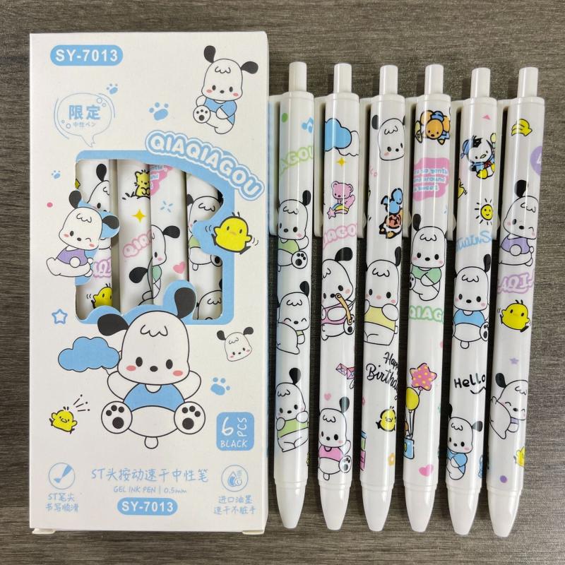 

6Pcs/Box Gel Pens Set Black Refill Gel Pen Retractable 0.5Mm Gel Pens School Office Supplie Stationery