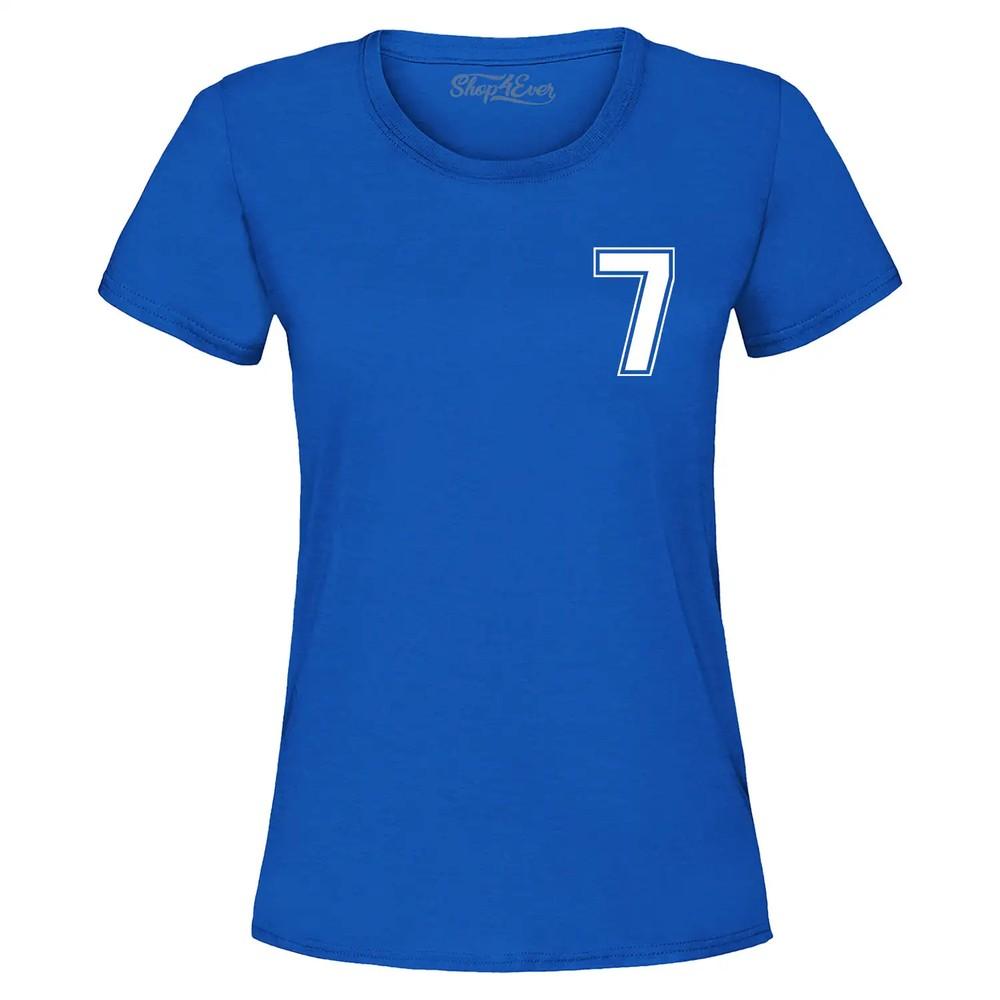 

7 Seven Pocket Varsity Number Women s T-Shirt Funny Number Meme Shirt M