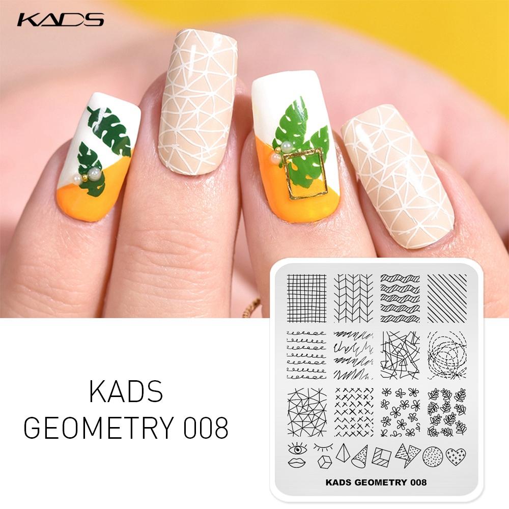 kads Geometry 3D Image Nail Stamping Plates Geometric Shape Nail Art Design Stamp Stencil Nails Tools Stamping Plate
