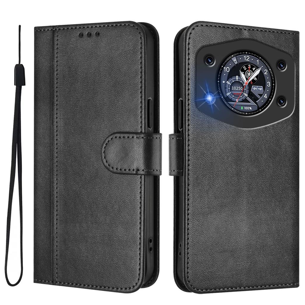 Luxuriöse Einfache Linien Lederhülle Für Cubot P80/Cubot P50/Cubot A10/Cubot Max 5/Cubot A30 Kartenfächer Magnetische Anziehung Aufsteller Stoßfestes Flip-Cover