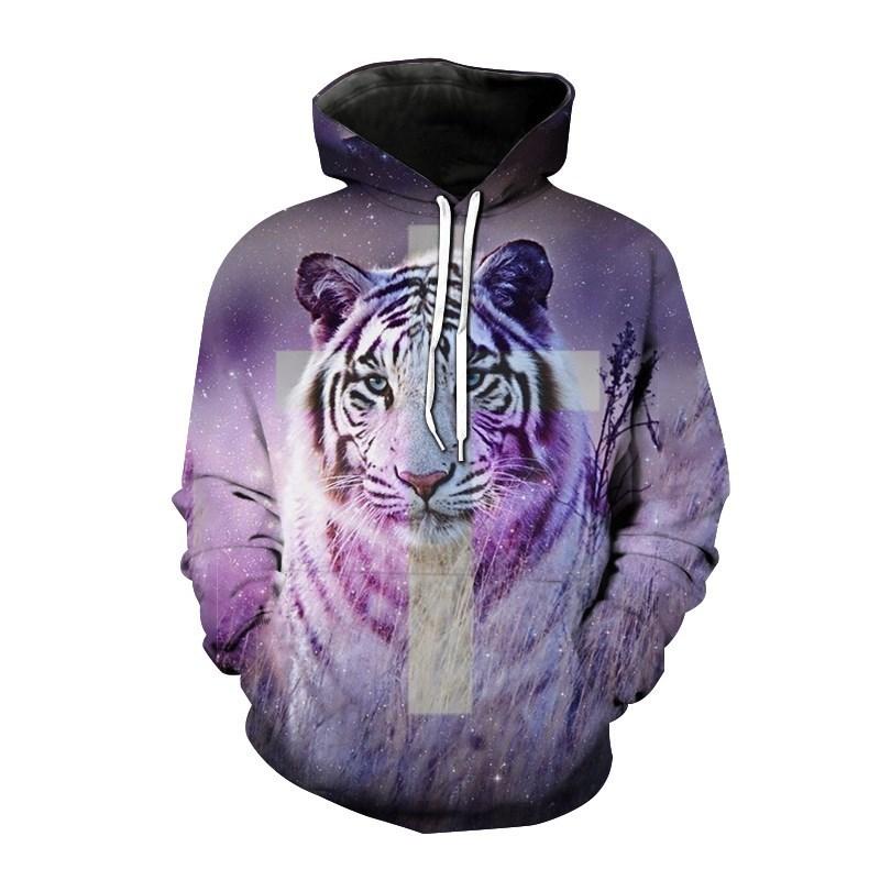 Autumn New Men's Animal Tiger Sweatshirts 3D Printed animal Hoodies Sports hoodie loose long sleeve pockets Fashion Hoodie