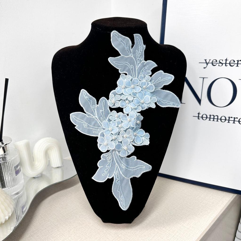 Lace Multi-Layer Hydrangea Beads Three-Dimensional Embroidery Flower Dress Dress Shirt Flower Sticker Cloth Sticker Accessories