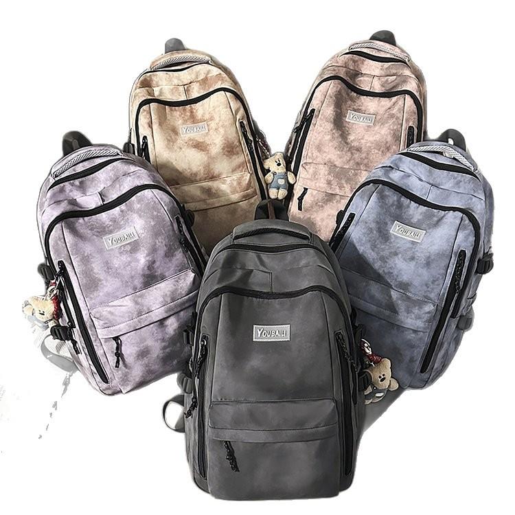 Schoolbag new ins college students versatile tie-dye schoolbag simple and fashionable large capacity junior high school students computer backpack