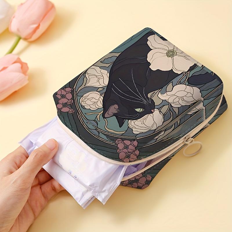 

Women s Lipstick Storage Bag Cat Pattern Printed Sanitary Napkin Storage Bag Women s Lightweight Tissue Bag Sanitary Tissue Bag Carry With You