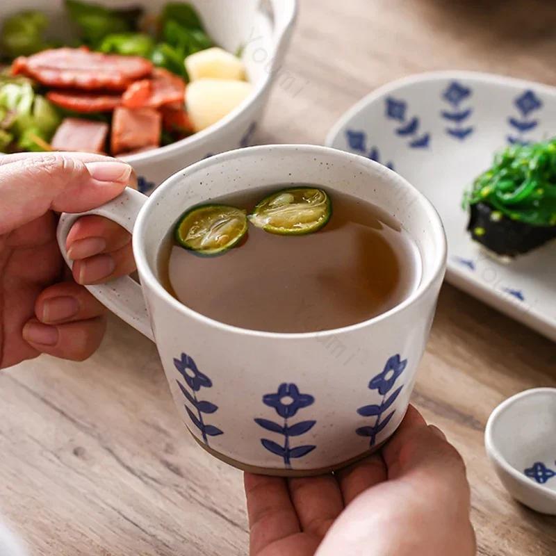 Japanese Style Ceramic Plate Retro Restaurant Dessert Salad Bowls Delicious Dishes Dining Plates Exquisite Home Tableware