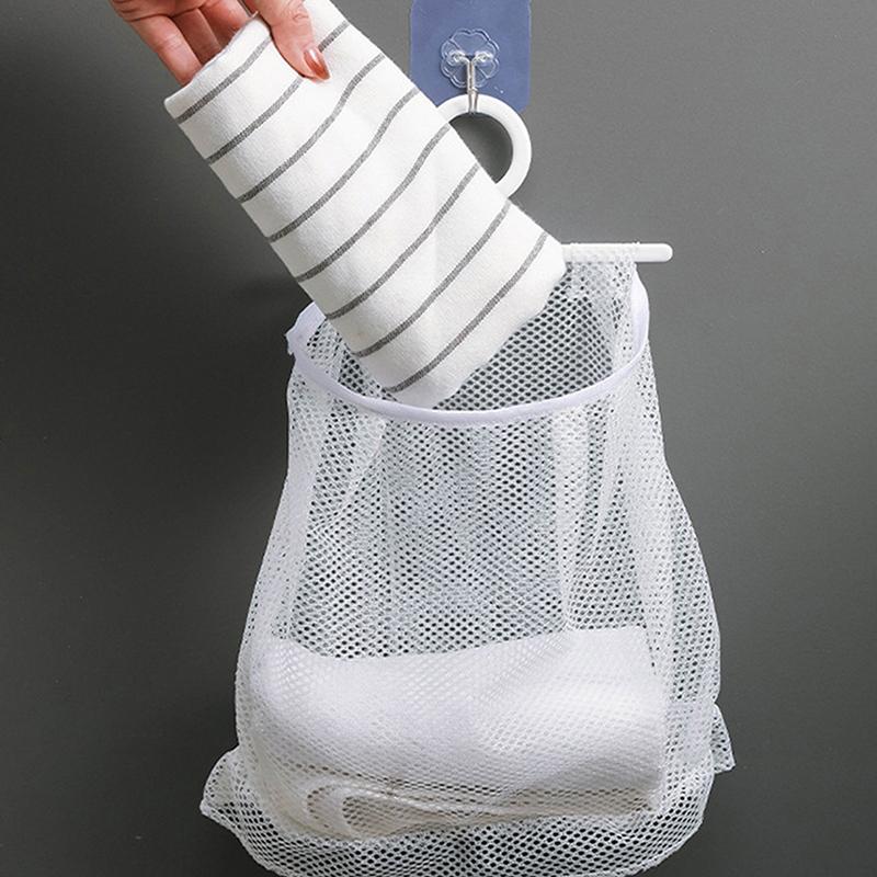 Breathable Mesh Hanging Bag Clothes Pin Holder With Hook Washable Clothespin Peg Storage Undergarment Laundry