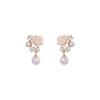 S925 Silver Needle Pearl Flower Earrings - Trendy Spring/Summer Camellia Design
