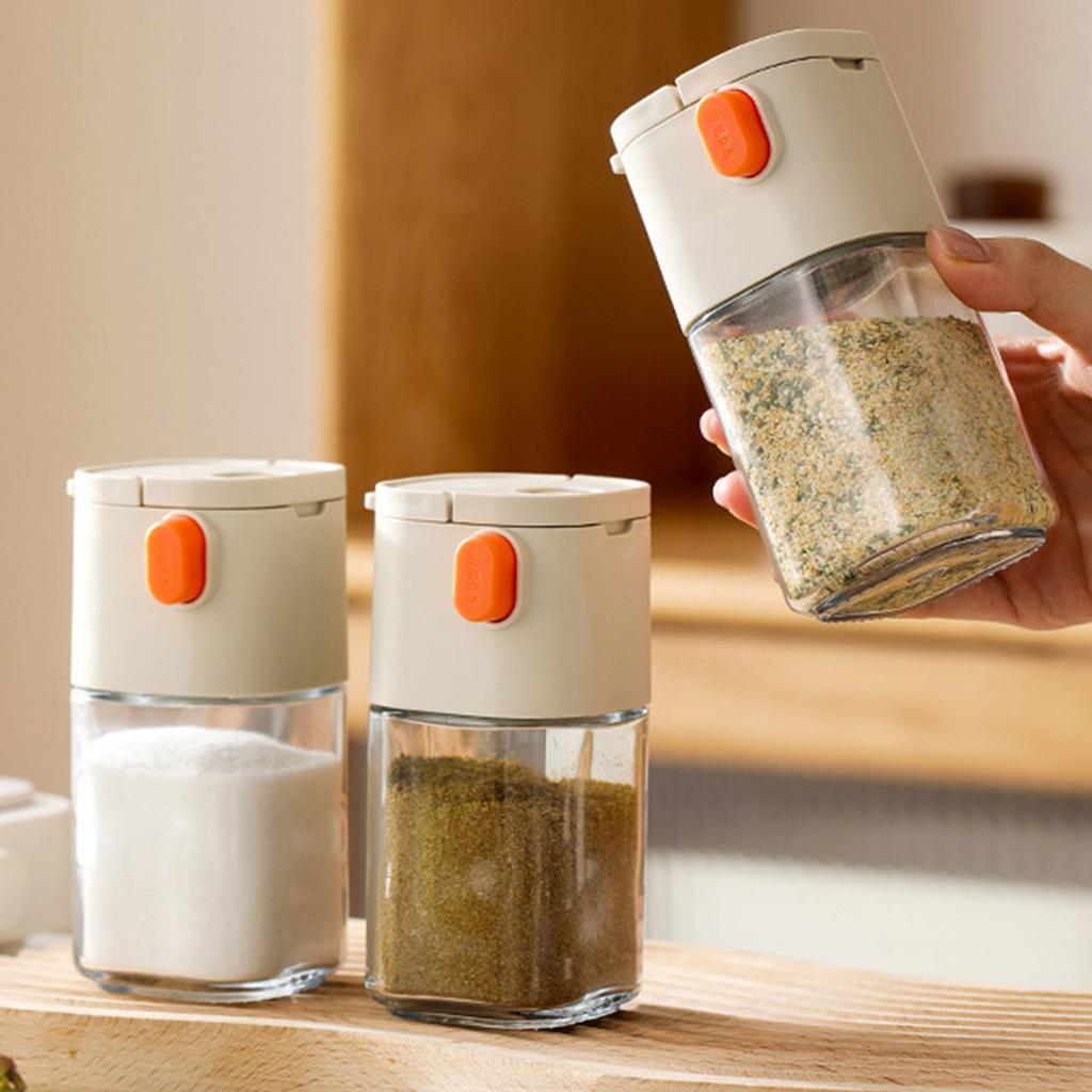 Adjustable Quantitative Salt Shaker Glass Seasoning and Spices Jar for Cooking Multipurpose Kitchen Condiment Bottle