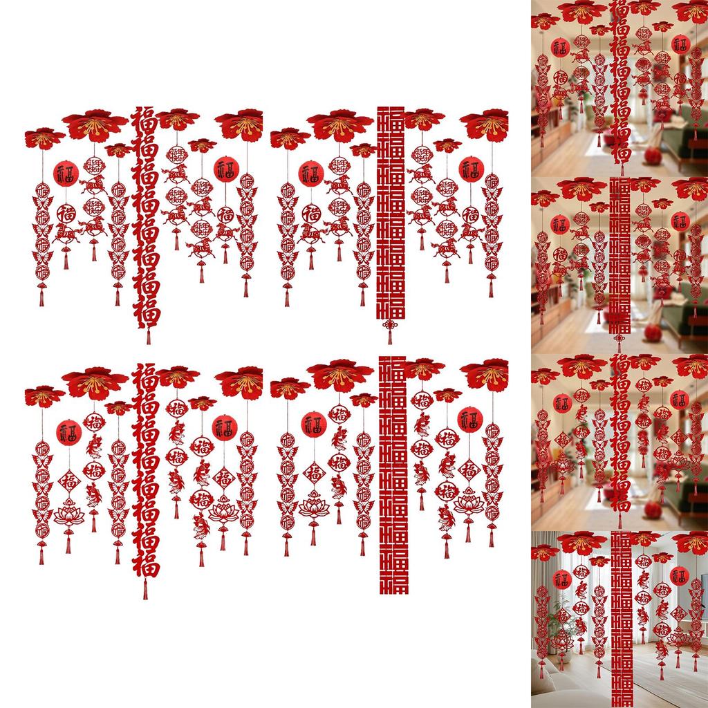 Elegant Felt Red Lucky Horse Tassel Pendant Ceiling Decoration Ornament for Lunar New Year Party Celebration