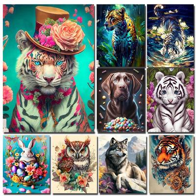 Diamant Malerei Blume Tiger Schokolade Hund Eule Wolf Mosaik Tier Voll Platz Runde 5D DIY Diamant Stickerei Handwerk