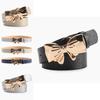 Simple Pu Leather Belt With Metal Bow Knot Closure For Work And Leisure Looks