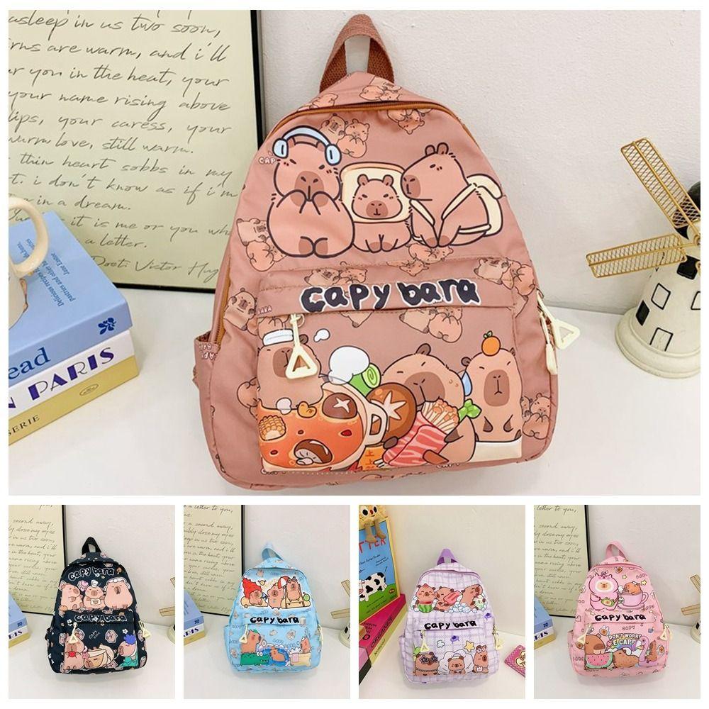 Thickened Cartoon Animal Daypack Nylon Large Capacity School Bag Capybara Backpack  Friends