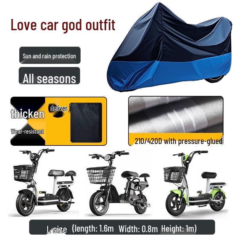 Universal Waterproof Motorcycle & Electric Vehicle Cover - Sun Protection & Windproof L (160x80x100 cm)