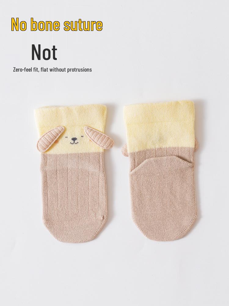 Xiyu Jia Automne/Hiver Chaussettes en Coton Peigné pour Bébés et Tout-Petits avec de Jolies Petites Oreilles, Design Sans Couture Tube Court