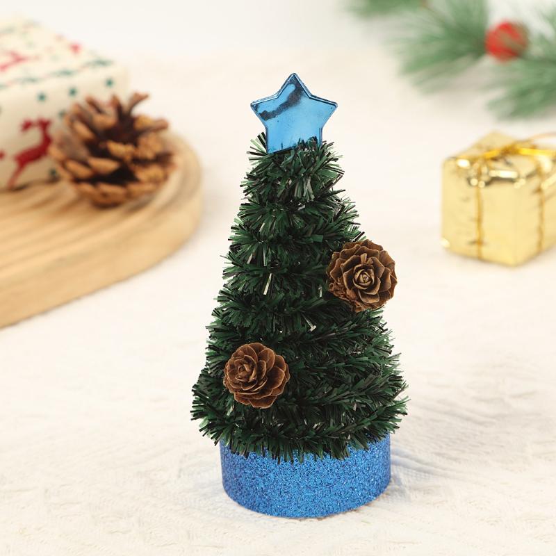 13CM Christmas Tree Mini Decoration Trees Thick Snowy Frosted Artificial Christmas Tree Tabletop With Pine