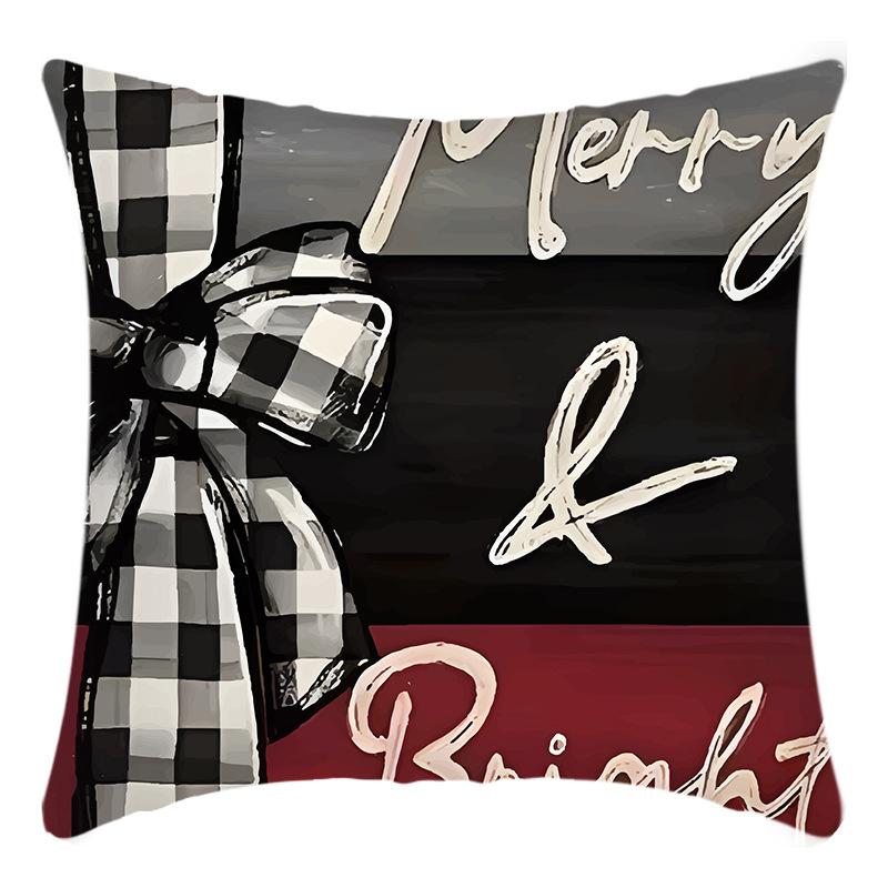 

New Christmas Colorful Balls Christmas Tree Santa Line Print Pillow Home Sofa Cushion Cover Premium Durable Quality 45 * 45Cm pillowcase