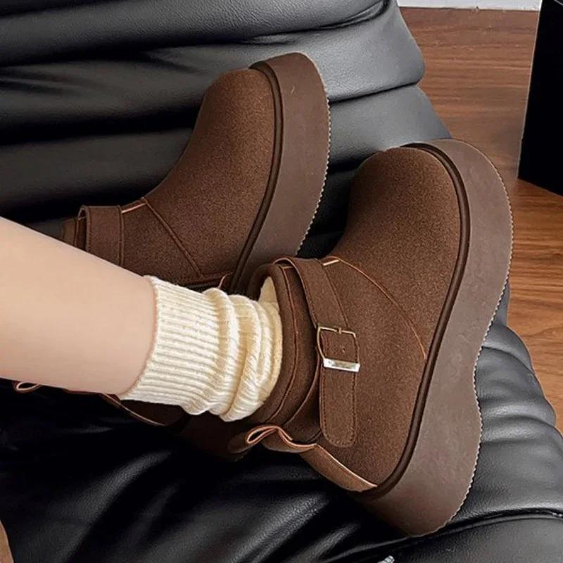 Suede Platform Women Ankle Boots Flats Fashion Casual Shoes Woman 2025 Trend Winter New Brand Designer Walking Cozy Female Botas
