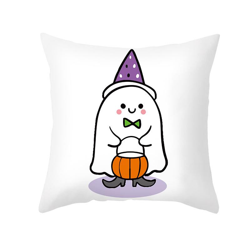 Halloween Pillow Cover New Product Cartoon Pumpkin Castle Print Peach Skin Cushion Cover Pillow Cover
