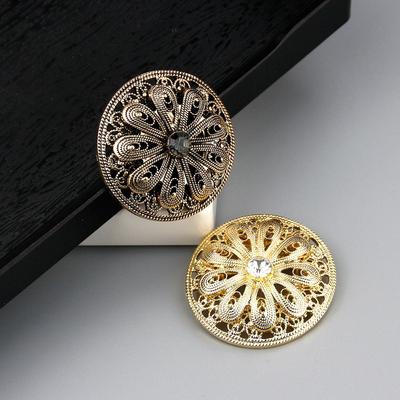 Goldfarbene runde Kristall-Brosche für Damen, Robe, braune Brosche, Hochzeitsschmuck, Geschenk