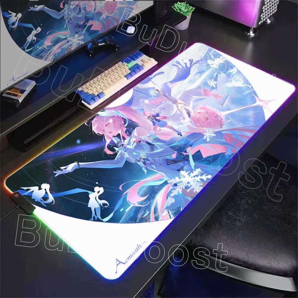 New Role Kawaii Aemeath RGB Mousepad Gaming Wuthering Waves Cute Anime Girl Mouse Pad XXL Computer Non-slip Rubber Keyboard Mats