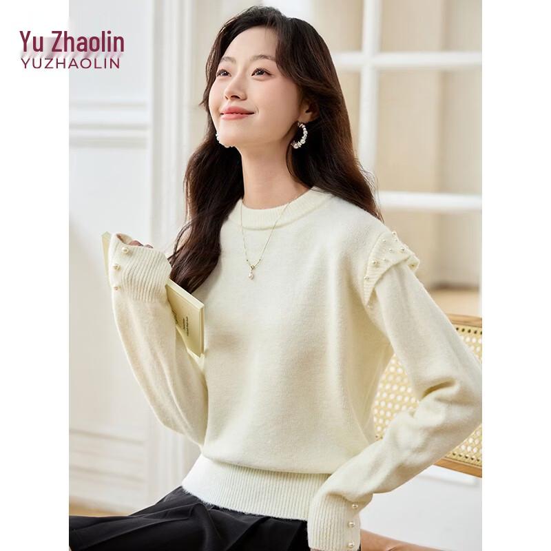 YUZHAOLIN Women's Elegant Pearl Knit Sweater