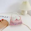 Kids Fashion Bag Cute Bowknot Side Crossbody Bags For Girls Pearl Tote Hand Bag Baby Messenger Bags Toddler Purse