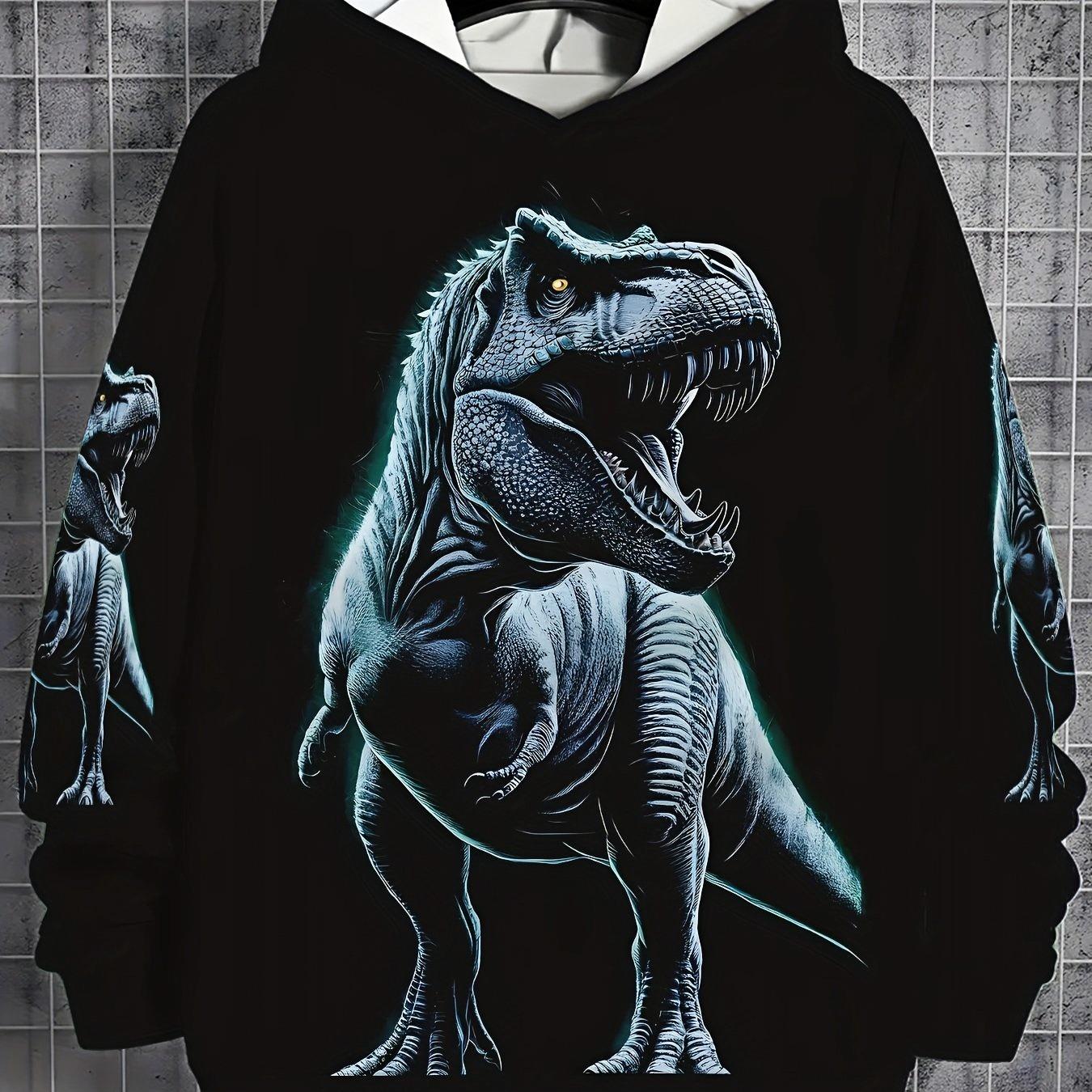 

Boy 3D printed dinosaur hooded sweatshirt, designed by Tyrannosaurus Rex and Velociraptor 13-14Y